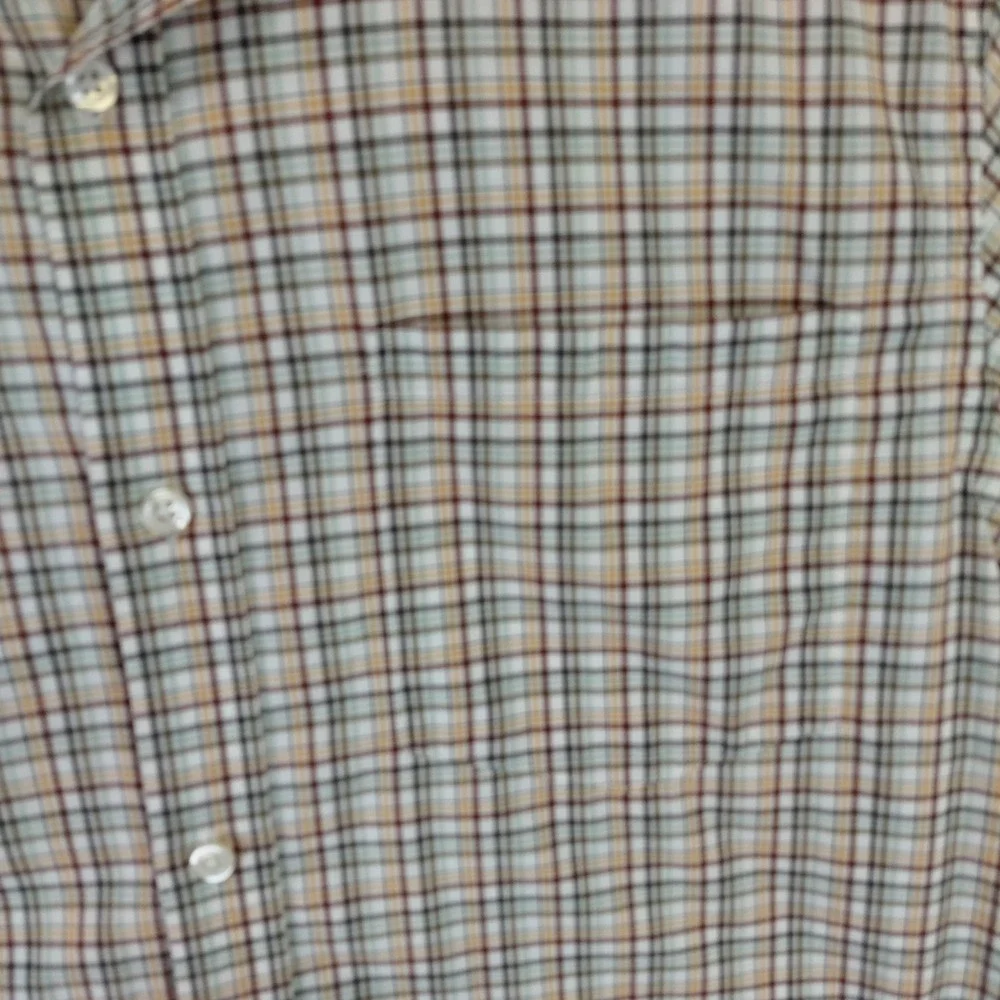 Banana Republic Mens Large Slim Fit Plaid Short Sleeve Button Down Shirt Tan L